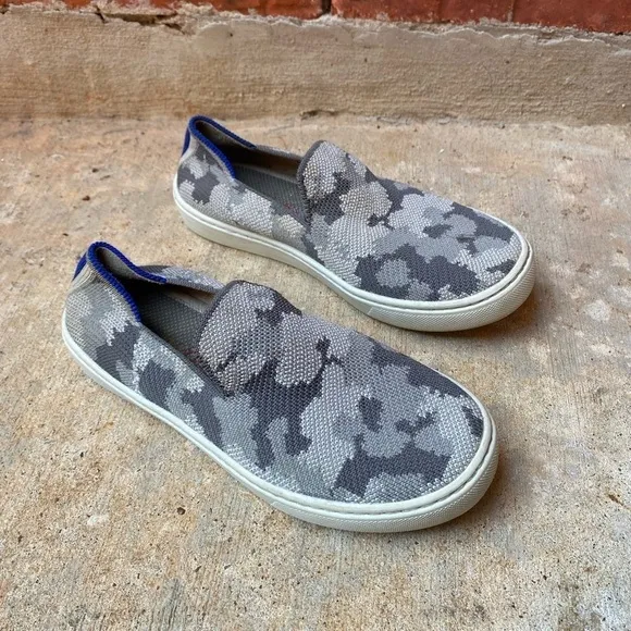 Rothy's Youth 2 Gray Camo Camouflage Slip On Casual Sneakers