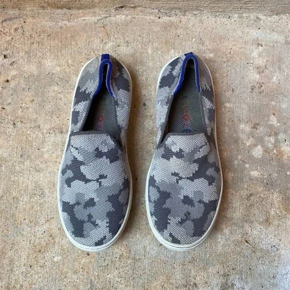 Rothy's Youth 2 Gray Camo Camouflage Slip On Casual Sneakers
