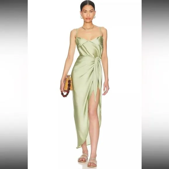 RTR Baobab Selma Grape Green Sleeveless Sarong Wrap Midi Dress‎ Sz XS
