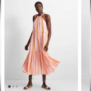 RTR Club Monaco Amirra Silk Pink Multi Stripe Sleeveless Tiered Midi Dress Sz‎ 6
