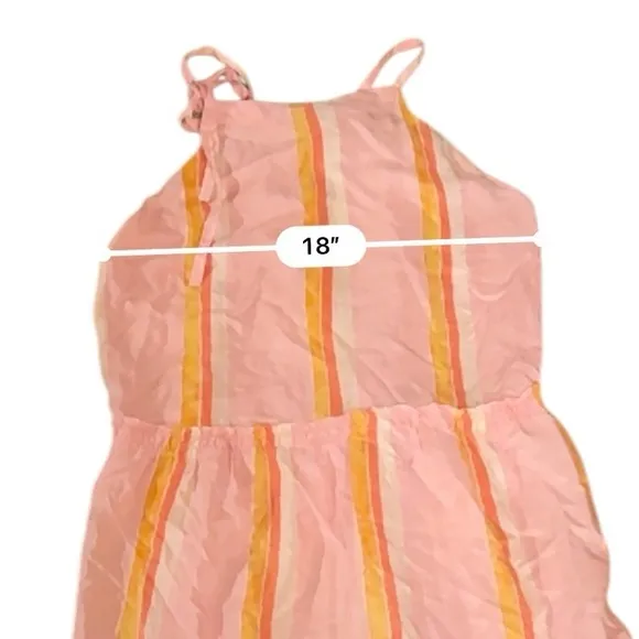 RTR Club Monaco Amirra Silk Pink Multi Stripe Sleeveless Tiered Midi Dress Sz‎ 6