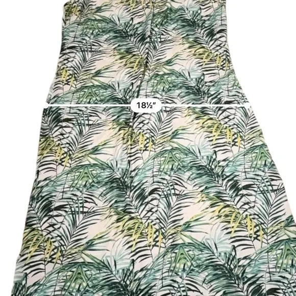RTR‎ Louna Dana Green &amp; White Palm Printed Sleeveless V Neck Midi Dress Sz XL