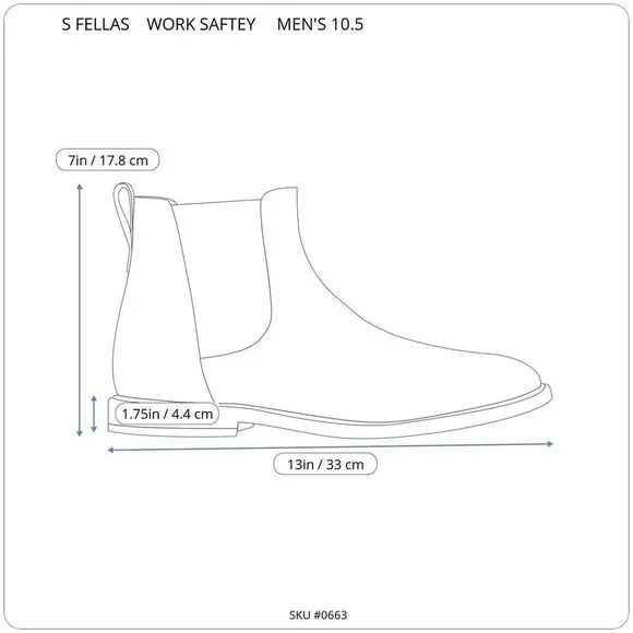 S Fellas By Genuine Grip Men's Hercules Work Safety Boots Black Leather 10.5
