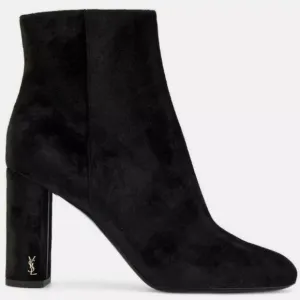 Saint Laurent Lou Black Suede Ankle Boots (70 mm heel) - size 39