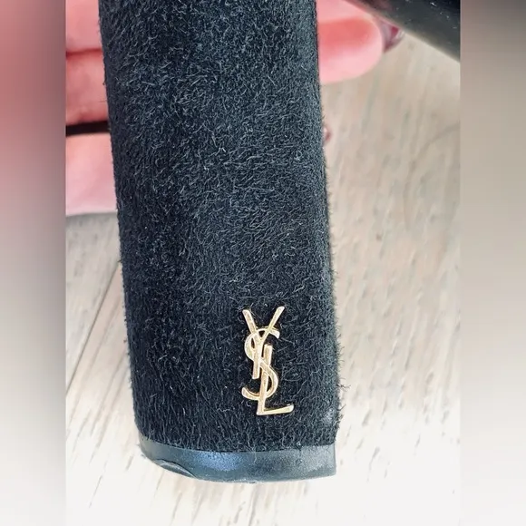 Saint Laurent Lou Black Suede Ankle Boots (70 mm heel) - size 39
