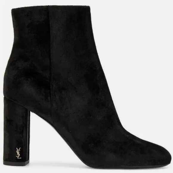 Saint Laurent Lou Black Suede Ankle Boots (70 mm heel) - size 39
