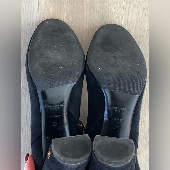 Saint Laurent Lou Black Suede Ankle Boots (70 mm heel) - size 39