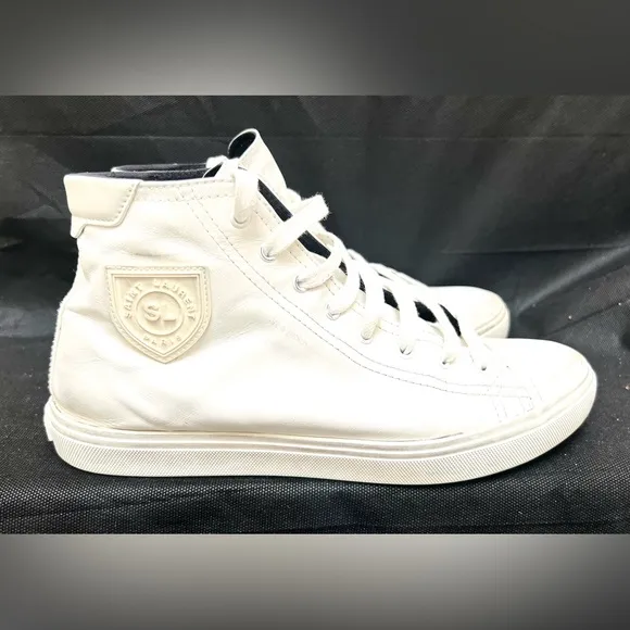 Saint Laurent White Distressed Leather High Tops
