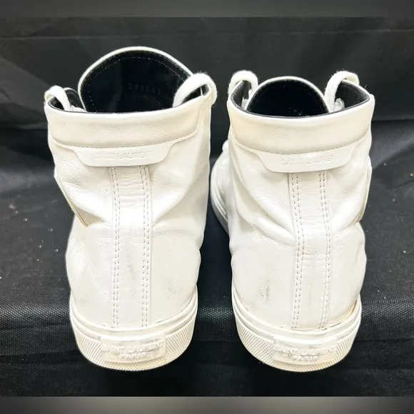 Saint Laurent White Distressed Leather High Tops