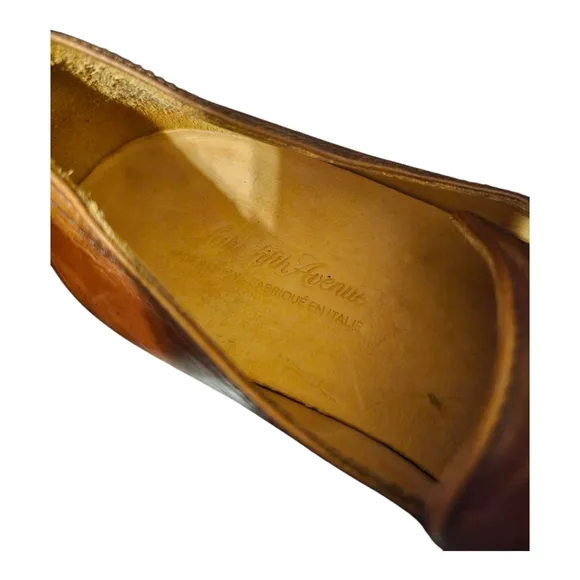 SAKS FIFTH AVENUE Trevor Brown Leather Loafers - Size 9 1/2