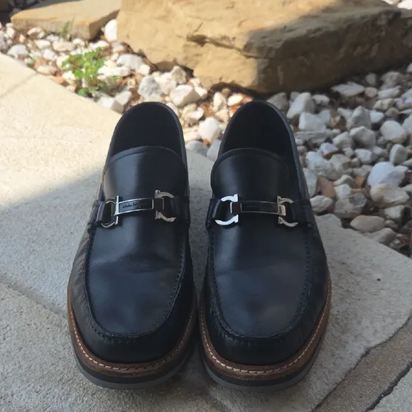 Salvatore Ferragamo Black Leather Loafers 10.5D