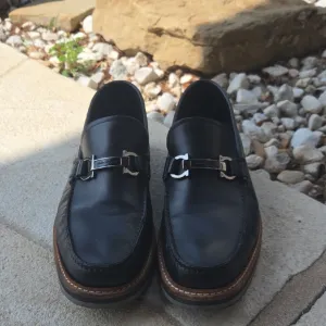 Salvatore Ferragamo Black Leather Loafers 10.5D