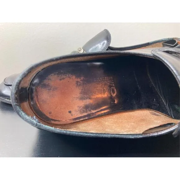 Salvatore Ferragamo Black Leather Loafers 8 1/2