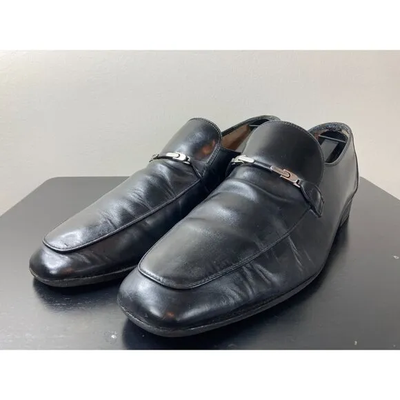 Salvatore Ferragamo Black Leather Loafers 8 1/2