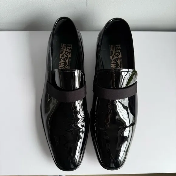 Salvatore Ferragamo Black Patent Leather Loafers