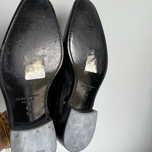 Salvatore Ferragamo Black Patent Leather Loafers