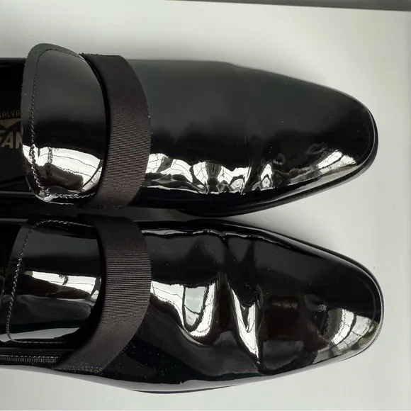 Salvatore Ferragamo Black Patent Leather Loafers
