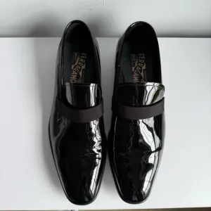 Salvatore Ferragamo Black Patent Leather Loafers