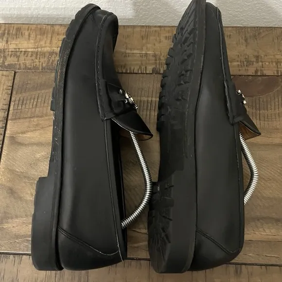 SALVATORE FERRAGAMO GANCINI MENS BLACK LEATHER HORSE BIT LOAFERS SIZE 11 $1050