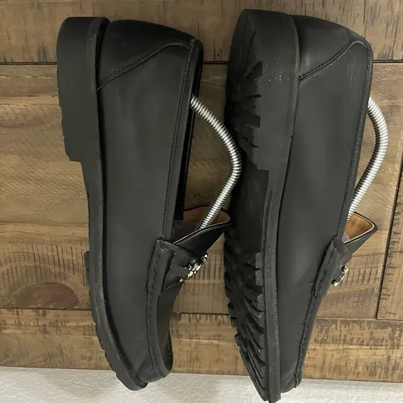 SALVATORE FERRAGAMO GANCINI MENS BLACK LEATHER HORSE BIT LOAFERS SIZE 11 $1050
