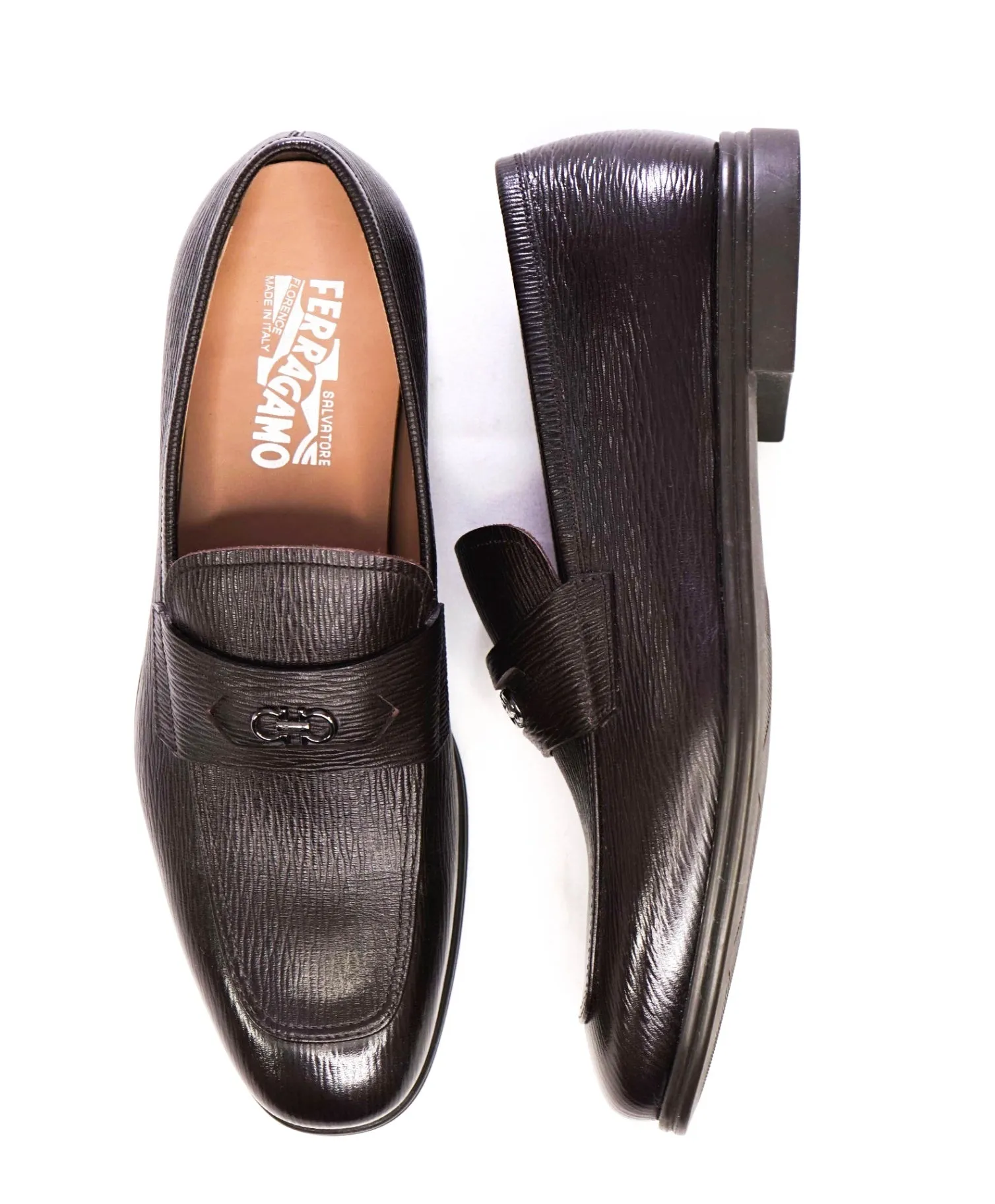 Salvatore Ferragamo *MARTIN* Dark Brown Leather Loafers 8 E