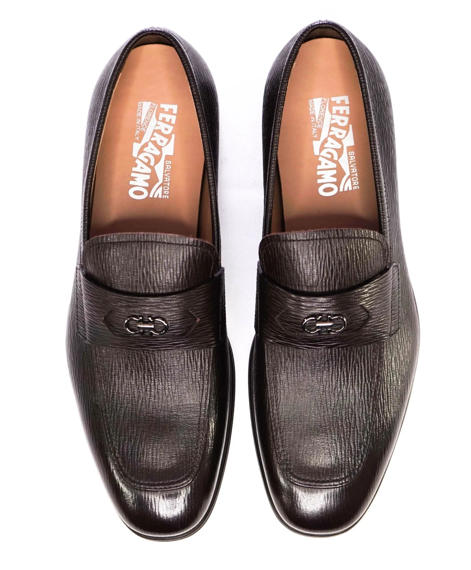 Salvatore Ferragamo *MARTIN* Dark Brown Leather Loafers 8 E