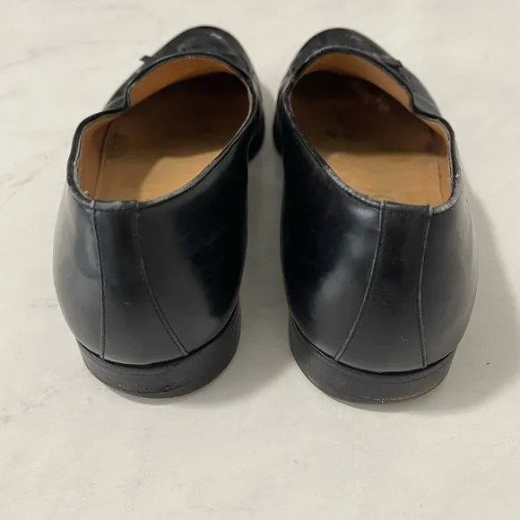 Salvatore Ferragamo Mens Black Leather Tassel Loafers Size 8D