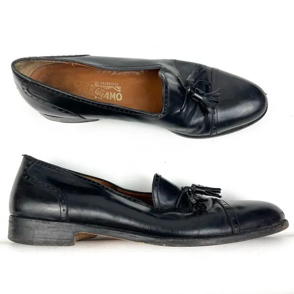 Salvatore Ferragamo Men’s Black Tassel Loafers 11.5
