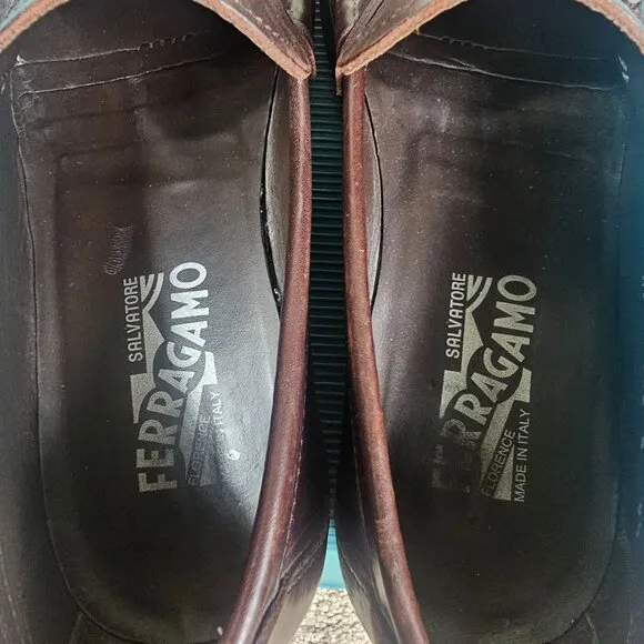 Salvatore Ferragamo Mens David Double Gancini Thick Lug Leather Loafers Sz 9.5 D