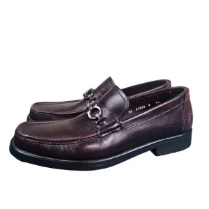 Salvatore Ferragamo Mens David Double Gancini Thick Lug Leather Loafers Sz 9.5 D