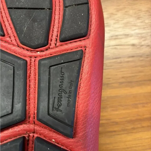 Salvatore Ferragamo Men’s Leather Shoes Red Loafers Size 8 WORN TWICE ONLY