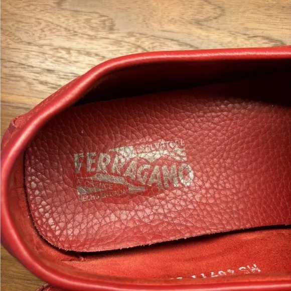 Salvatore Ferragamo Men’s Leather Shoes Red Loafers Size 8 WORN TWICE ONLY