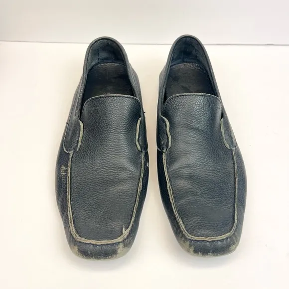 Salvatore Ferragamo Navy Blue Leather Slip On Loafers Size 9D