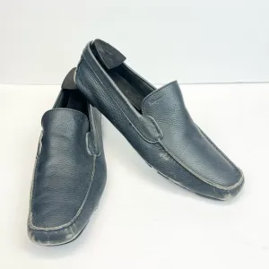 Salvatore Ferragamo Navy Blue Leather Slip On Loafers Size 9D