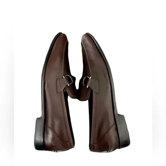 SALVATORE FERRAGAMO Twist Size 12 D Dark Brown Pebble Leather Loafers