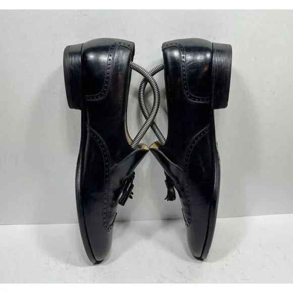 Salvatore Ferragamo Studio Black Leather Tassel Loafers 946 Men’s Size 9 D Shoes