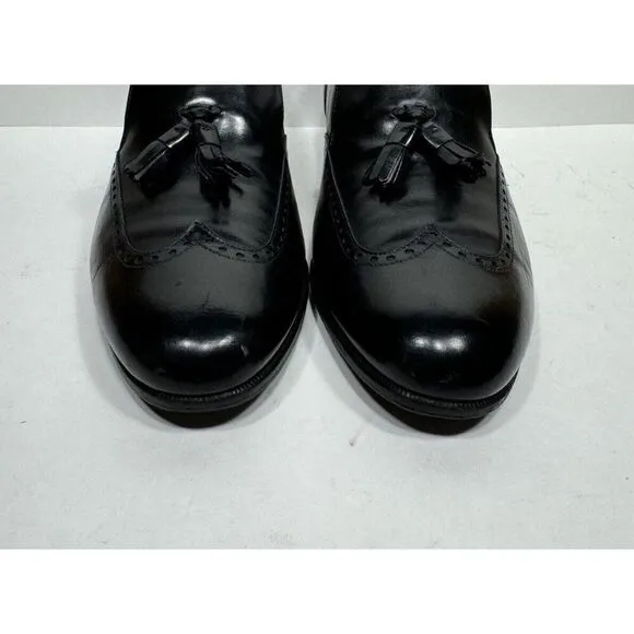 Salvatore Ferragamo Studio Black Leather Tassel Loafers 946 Men’s Size 9 D Shoes
