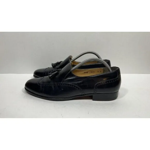 Salvatore Ferragamo Studio Black Leather Tassel Loafers 946 Men’s Size 9 D Shoes