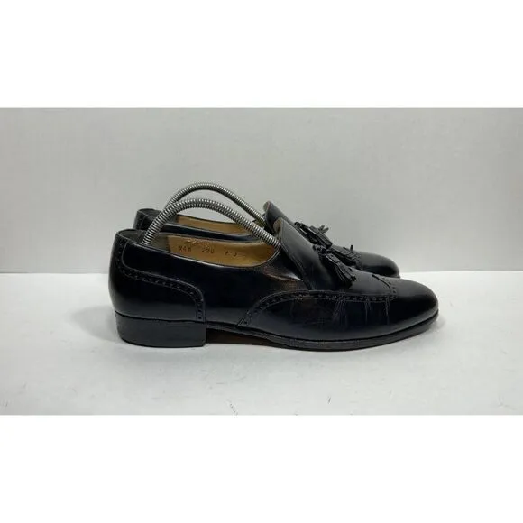Salvatore Ferragamo Studio Black Leather Tassel Loafers 946 Men’s Size 9 D Shoes