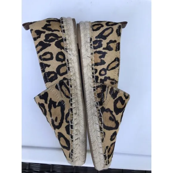 Sam Edelman Animal Print hair leather Slip-On Espadrilles Khloe flats 8.5 M