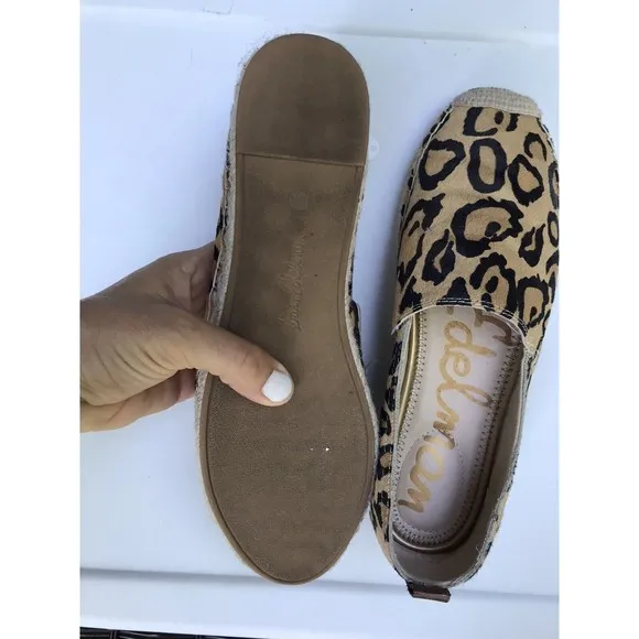 Sam Edelman Animal Print hair leather Slip-On Espadrilles Khloe flats 8.5 M
