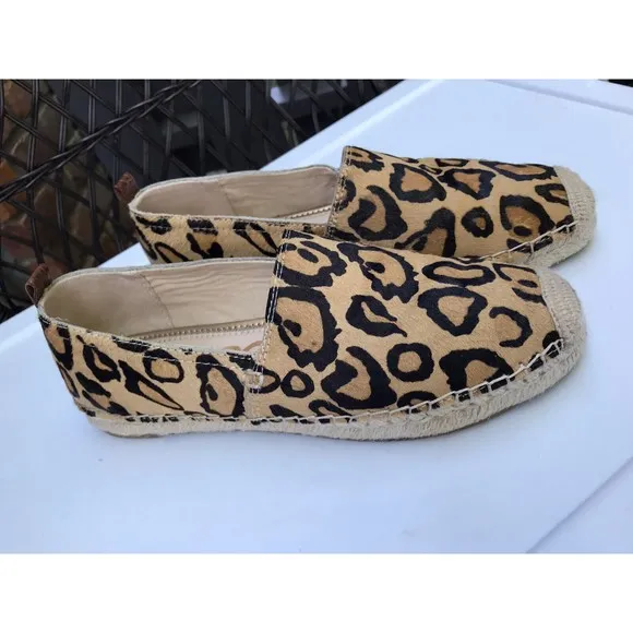 Sam Edelman Animal Print hair leather Slip-On Espadrilles Khloe flats 8.5 M