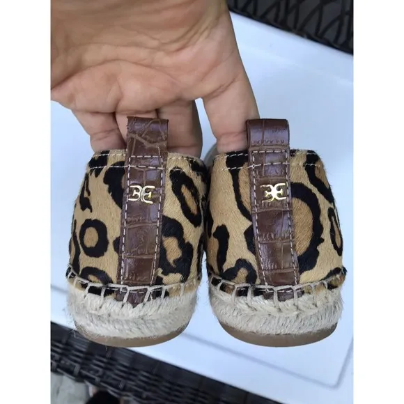 Sam Edelman Animal Print hair leather Slip-On Espadrilles Khloe flats 8.5 M