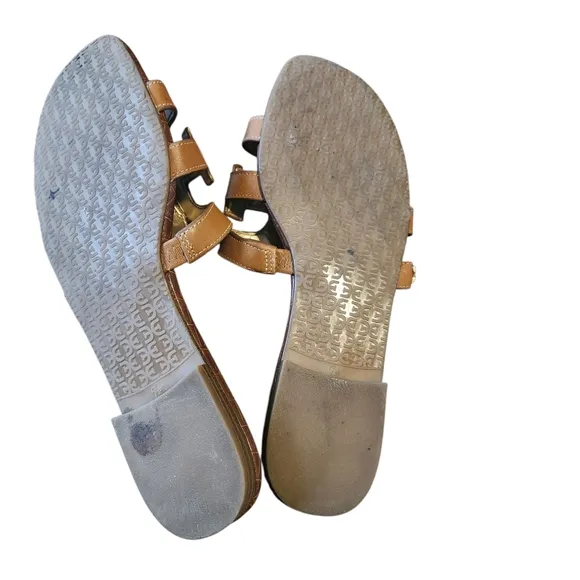 Sam Edelman Bay Slide Sandal Size 7.5 Saddle Leather Brown Summer Spring **Flaw
