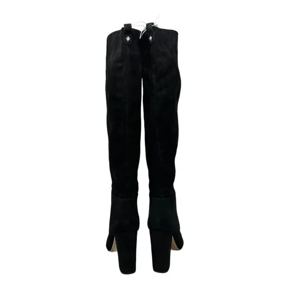 Sam Edelman black suede knee length block heel boots size 9