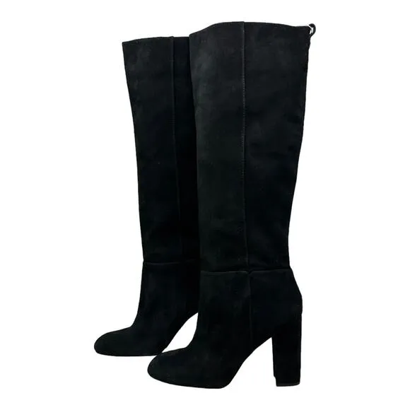 Sam Edelman black suede knee length block heel boots size 9
