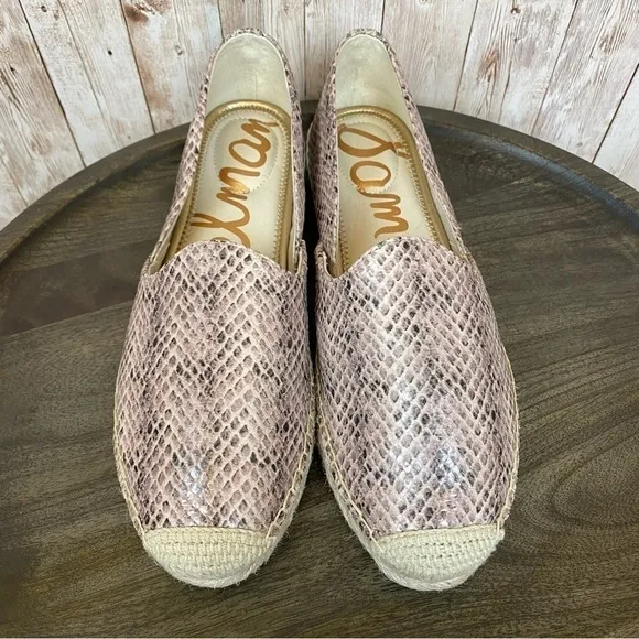 Sam Edelman Kesia Snakeskin Print Leather Espadrille Size 9.5 Women