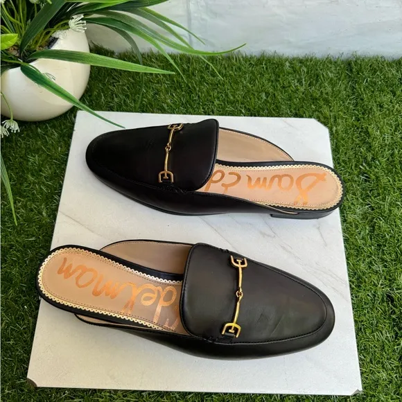Sam Edelman Linnie Black Leather flat mule women’s size 6