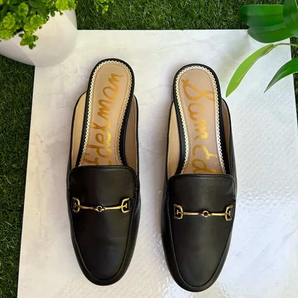 Sam Edelman Linnie Black Leather flat mule women’s size 6
