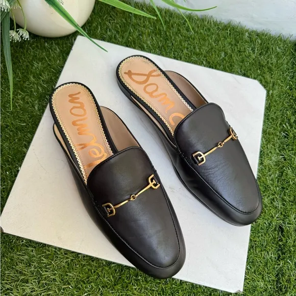 Sam Edelman Linnie Black Leather flat mule women’s size 6